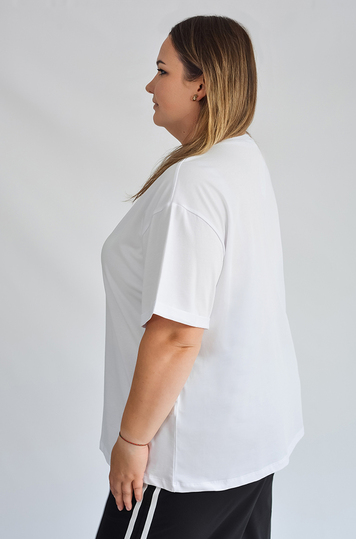 Футболка довга з мультяшним принтом великих розмірів