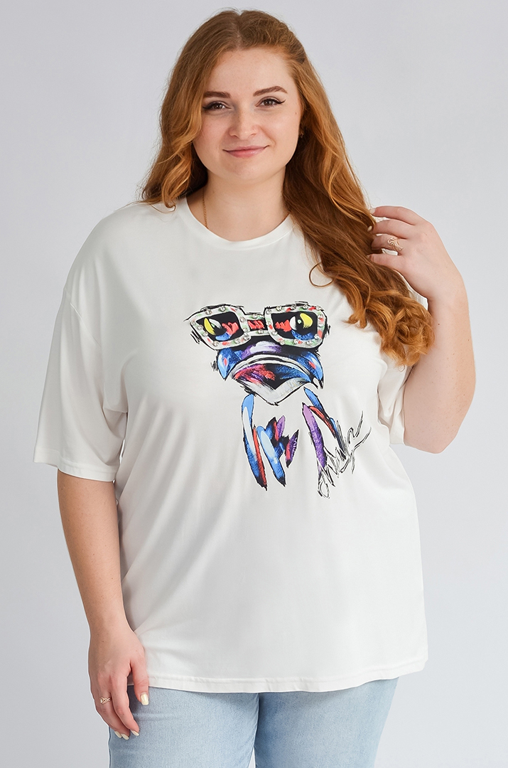 Футболка з креативним принтом великих розмірів