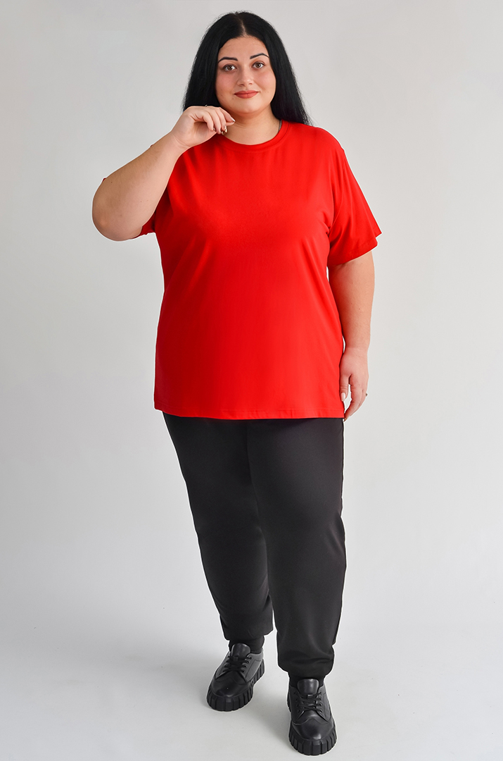 Базова довга футболка в однотонному виконанні великих розмірів