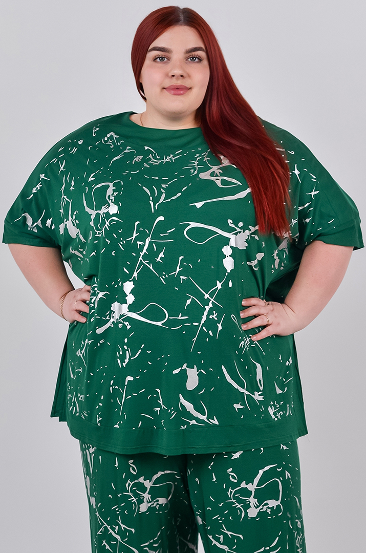 Футболка зі сріблястим абстрактним принтом великих розмірів