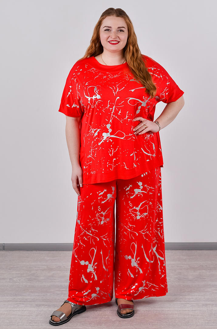 Футболка зі сріблястим абстрактним принтом великих розмірів