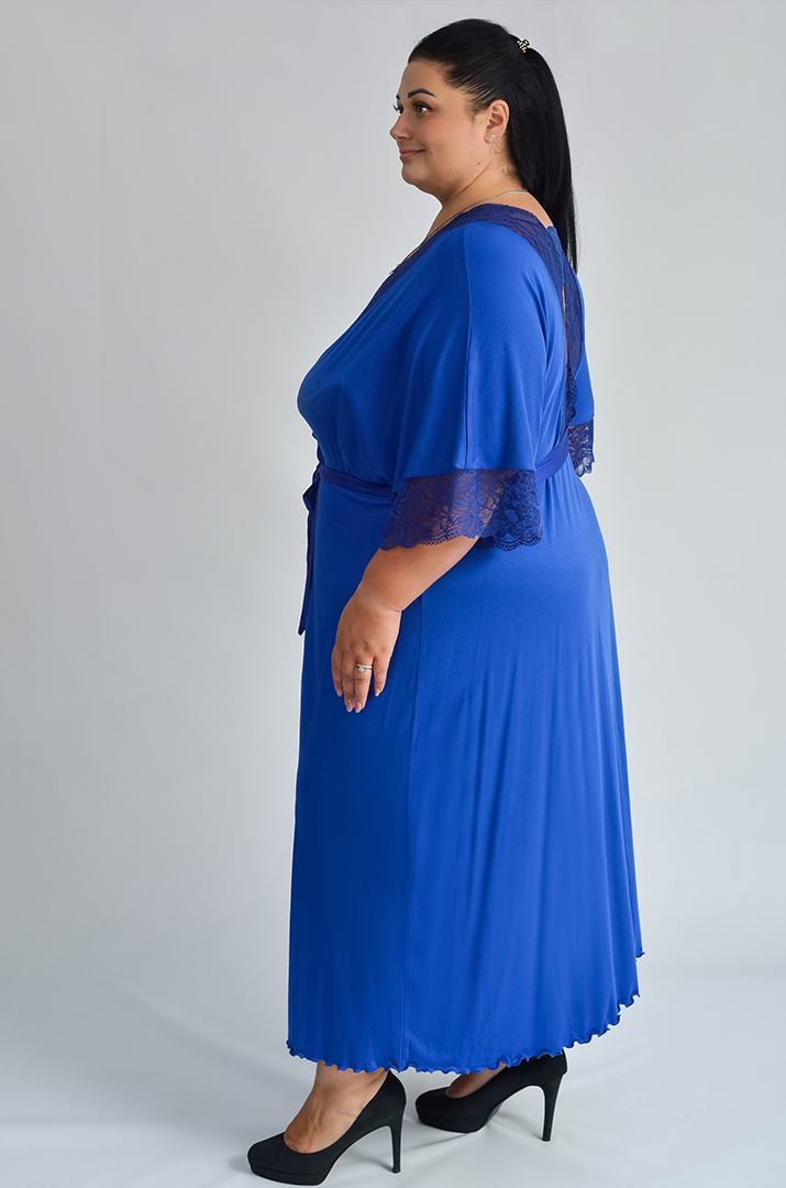 Халат довгий з мереживом супер батал