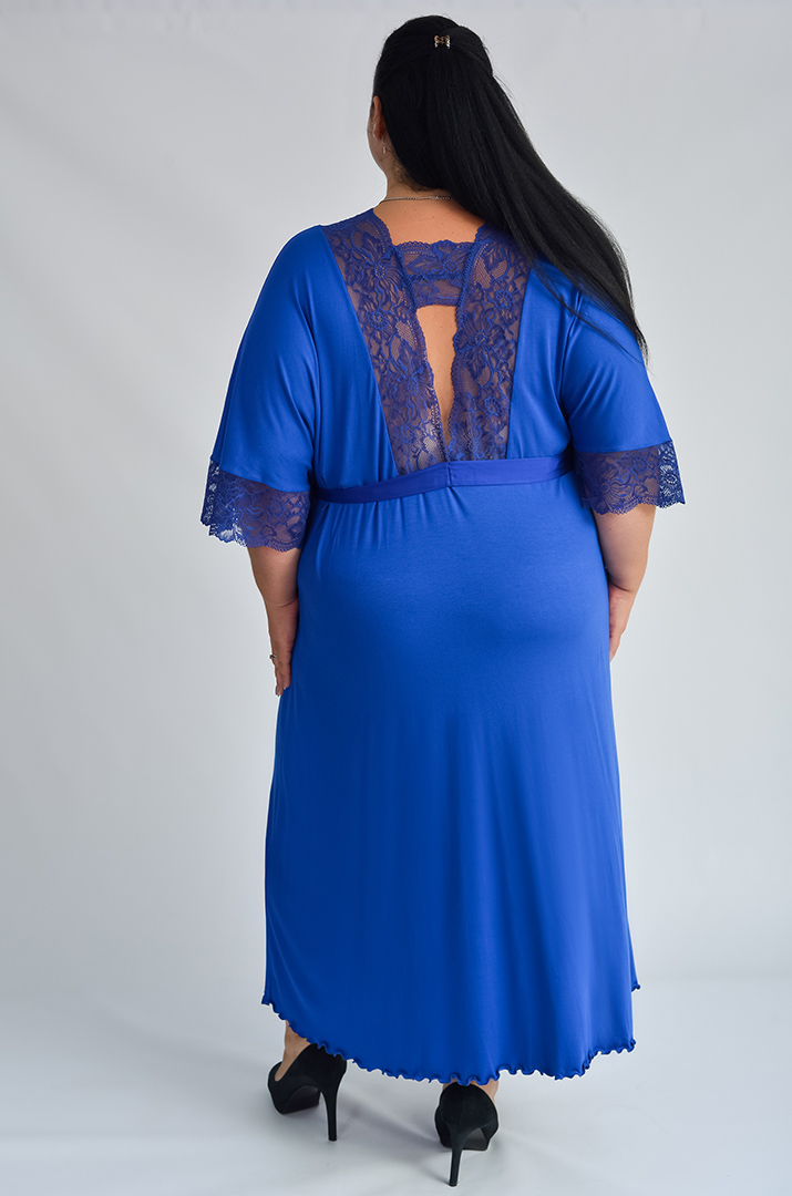 Халат довгий з мереживом супер батал