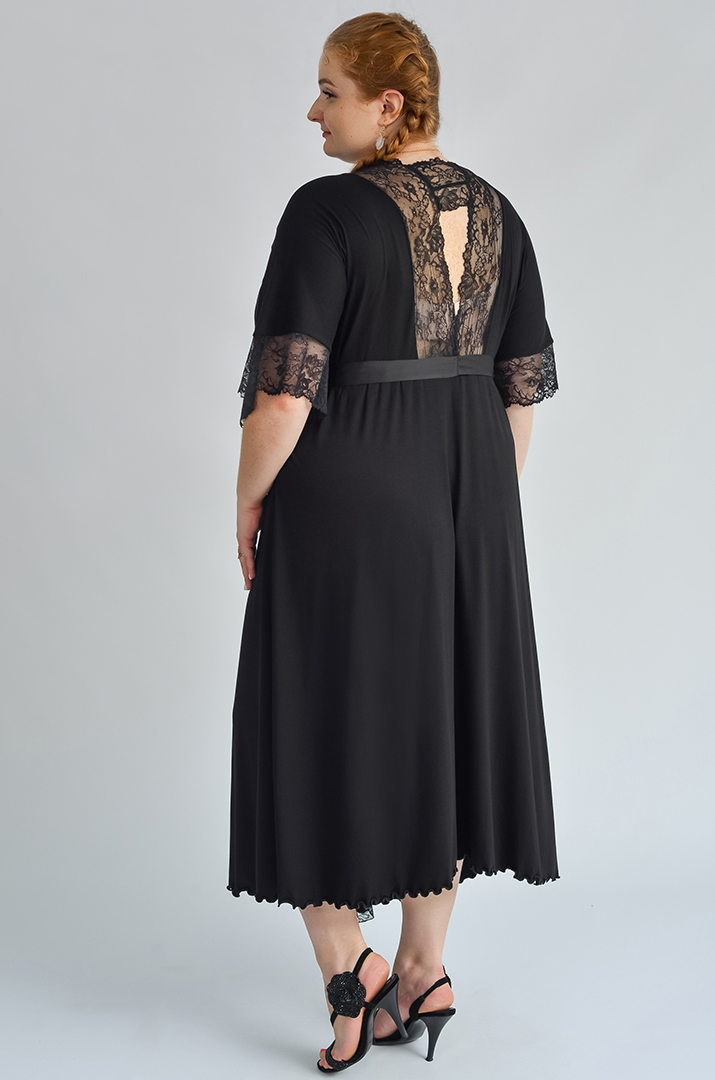 Халат довгий з мереживом супер батал