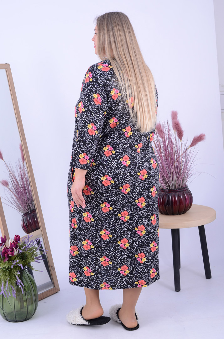 Халат подовжений з квітковим принтом батал