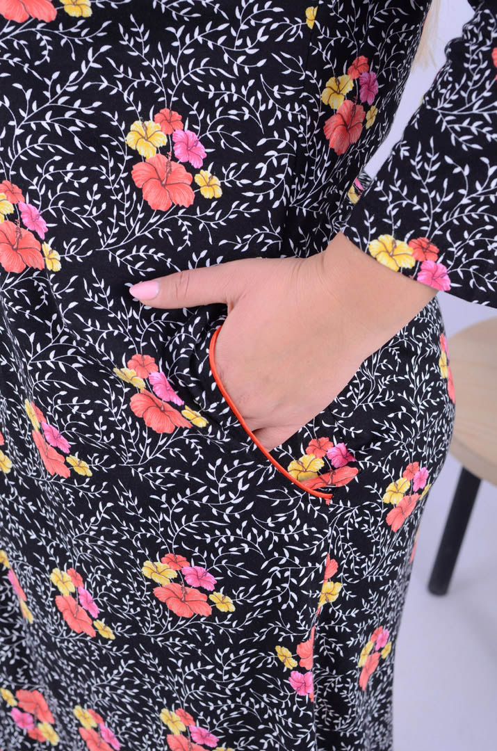 Халат подовжений з квітковим принтом батал