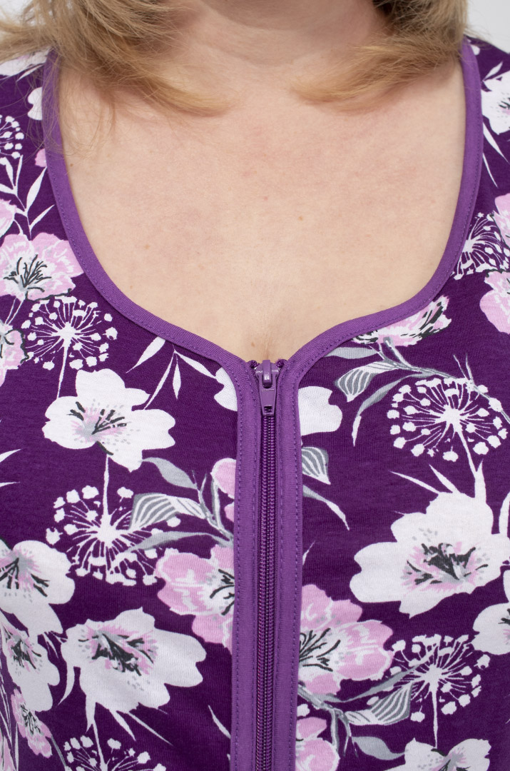 Халат із застібкою блискавкою та коротким рукавом батал