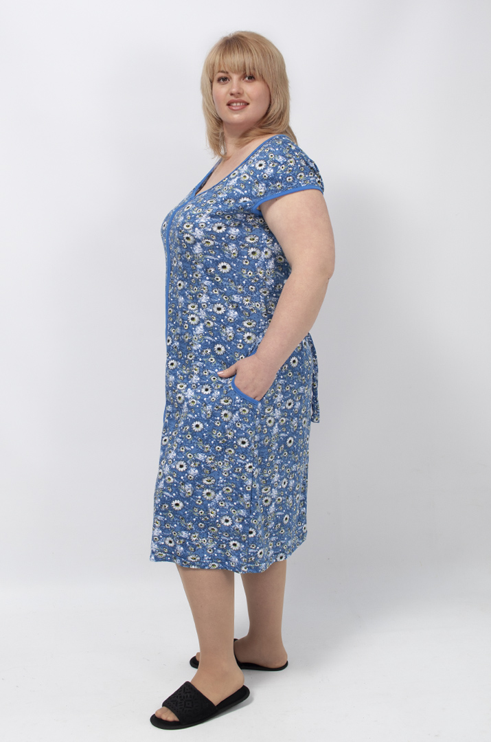 Халат із застібкою блискавкою та коротким рукавом батал