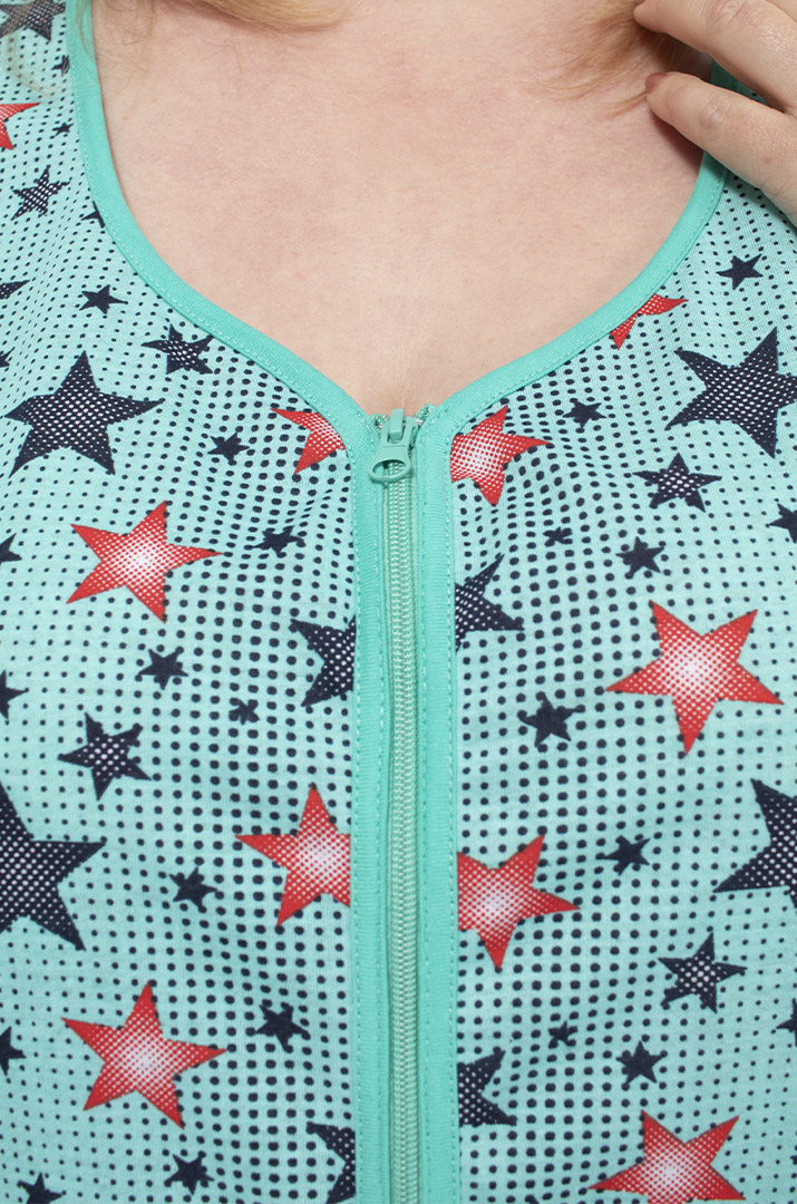 Халат із застібкою блискавкою та коротким рукавом батал