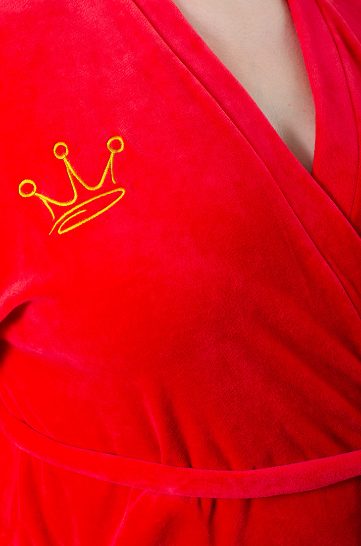 Халат довгий велюровий з поясом супер батал