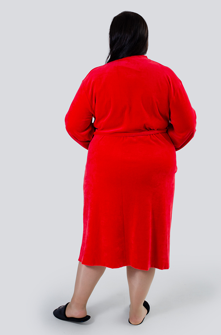 Халат довгий велюровий з поясом супер батал