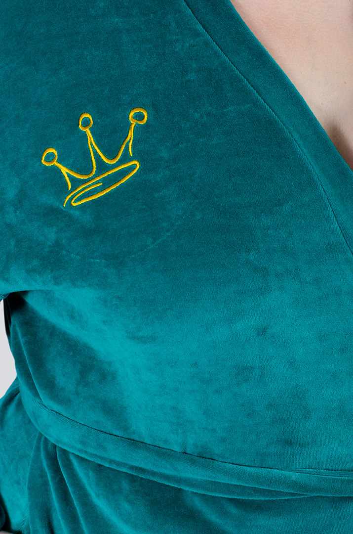 Халат довгий велюровий з поясом супер батал