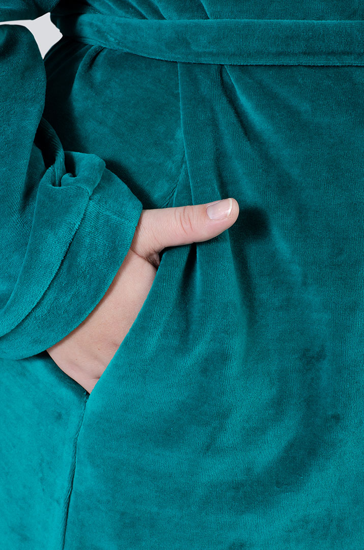 Халат довгий велюровий з поясом супер батал