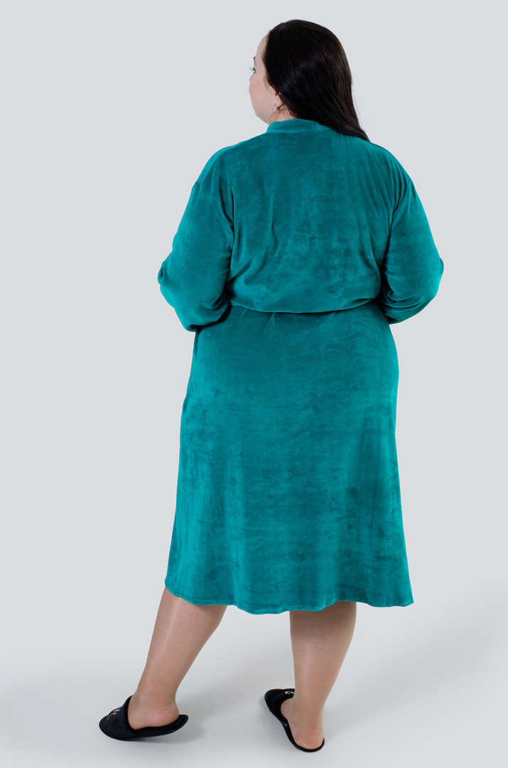 Халат довгий велюровий з поясом супер батал