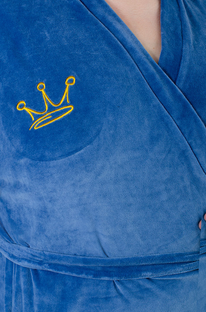 Халат довгий велюровий з поясом супер батал