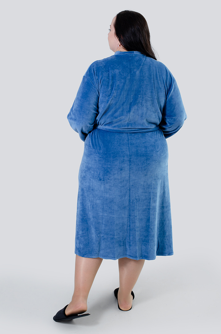 Халат довгий велюровий з поясом супер батал