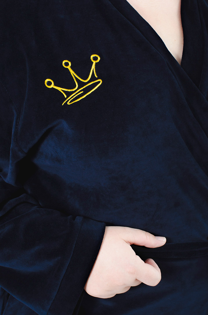 Халат довгий велюровий з поясом супер батал