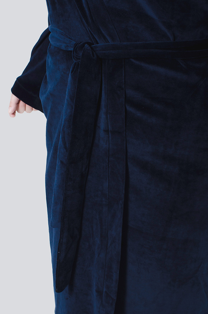 Халат довгий велюровий з поясом супер батал