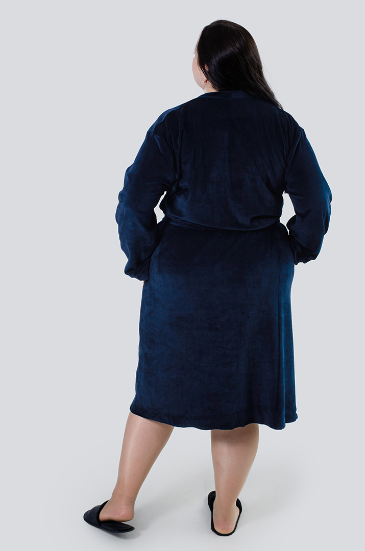 Халат довгий велюровий з поясом супер батал