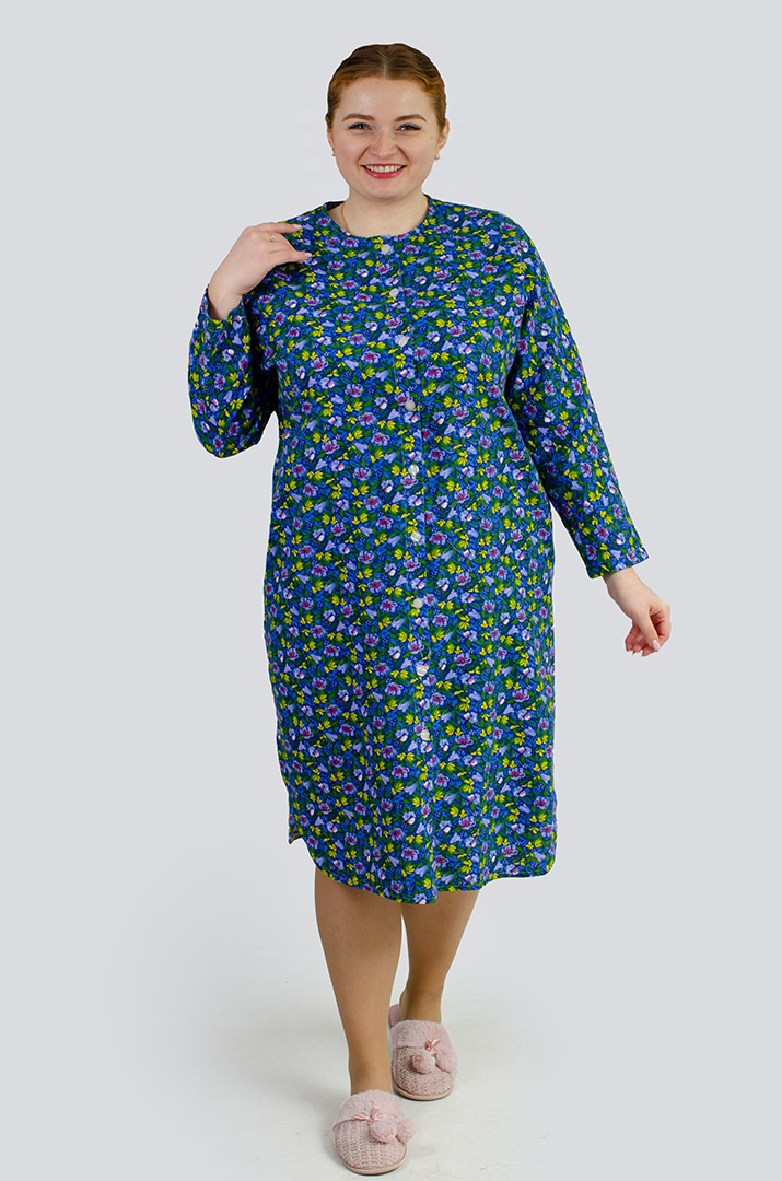 Халат байковий в принт великих розмірів