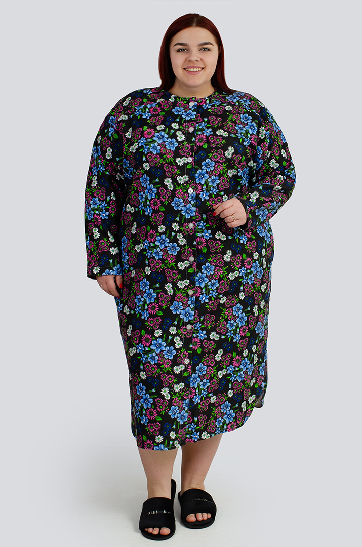 Халат байковий в принт великих розмірів