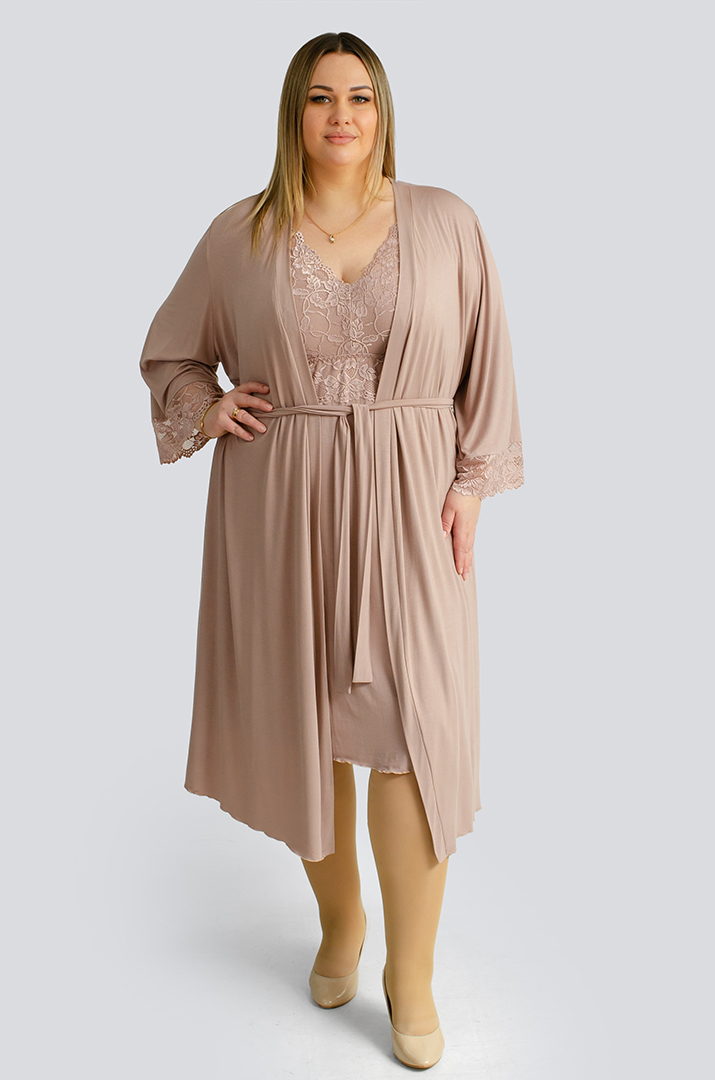 Халат короткий з мереживом великих розмірів