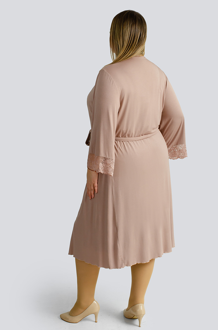 Халат короткий з мереживом великих розмірів