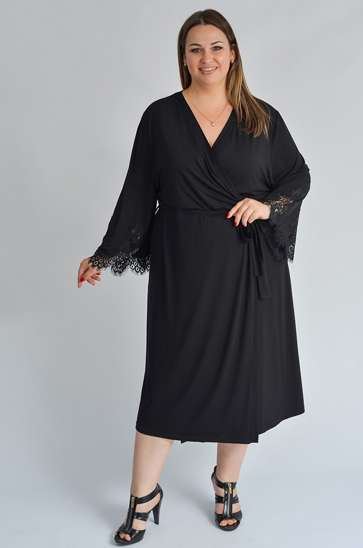 Халат на запах із декоративними рукавами великих розмірів