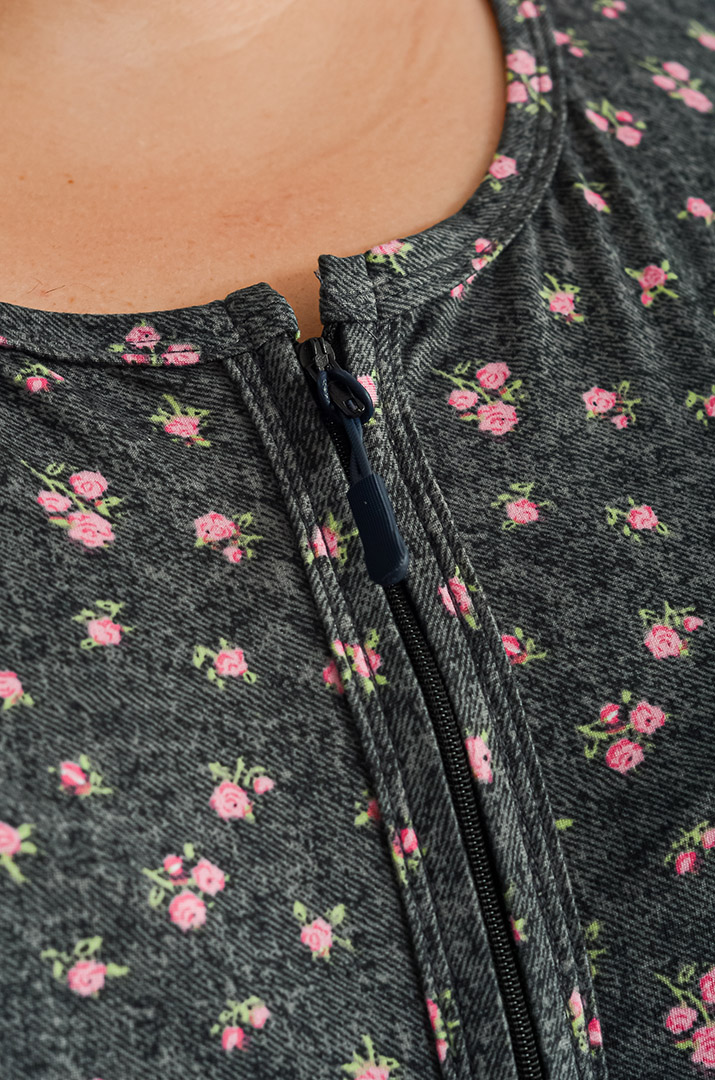 Халат короткий в дрібний квітковий принт великих розмірів