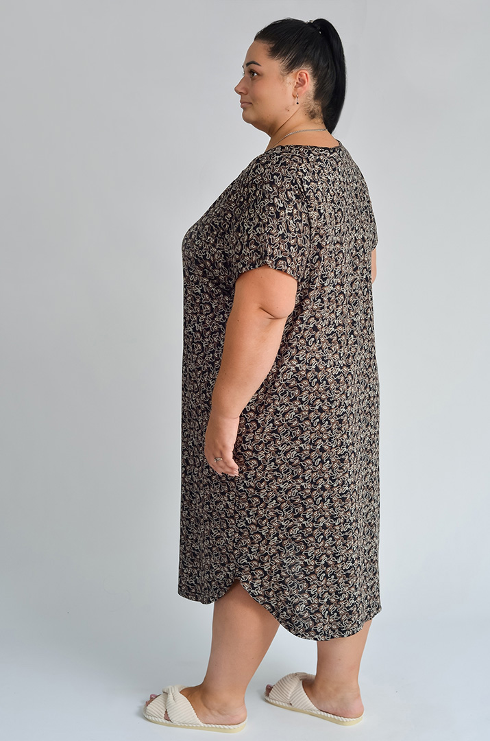 Халат короткий з принтом та на ґудзиках великих розмірів