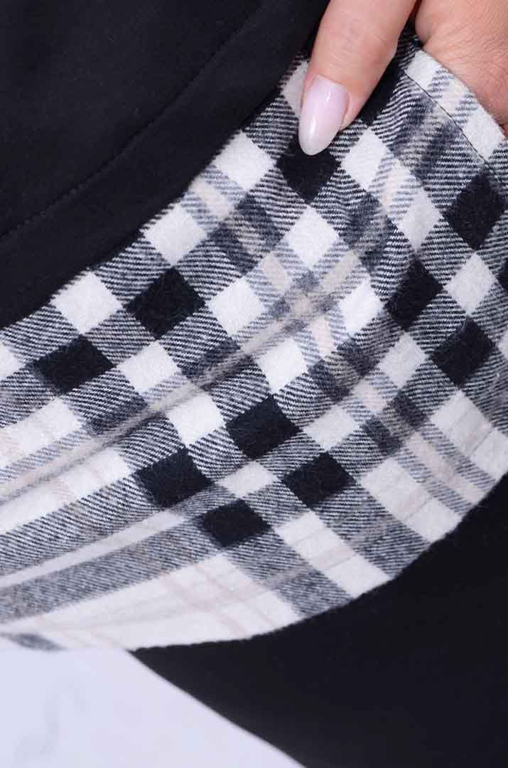 Худі подовжене з клітчатими вставками батал