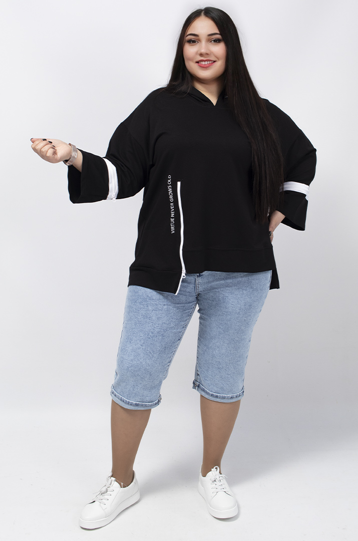 Худі з рукавами трапеція з блискавками батал