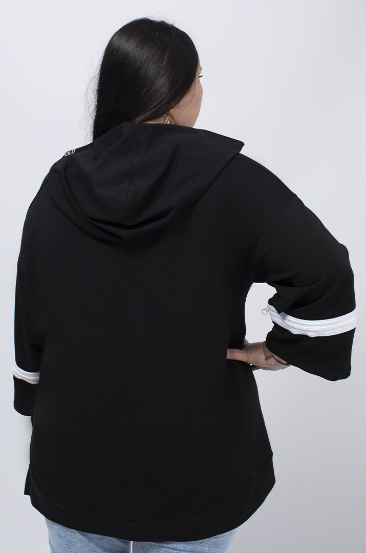 Худі з рукавами трапеція з блискавками батал