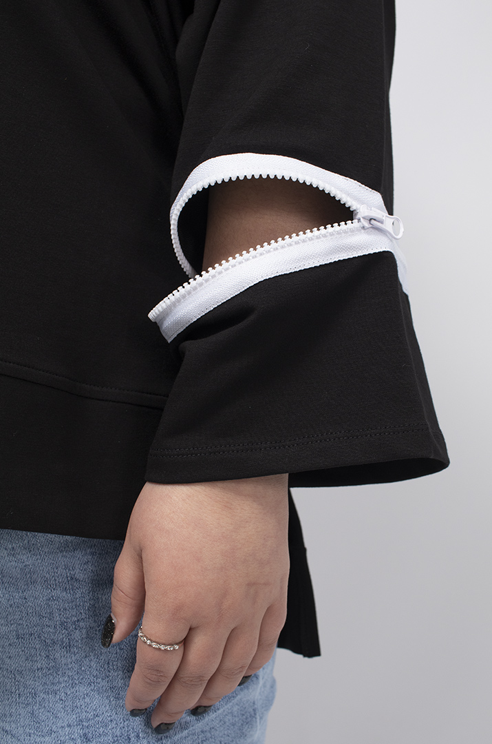 Худі з рукавами трапеція з блискавками батал