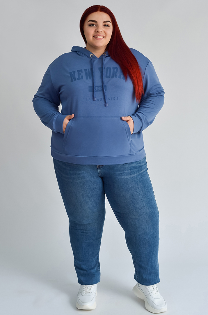 Худі з капюшоном і текстовим дизайном великих розмірів
