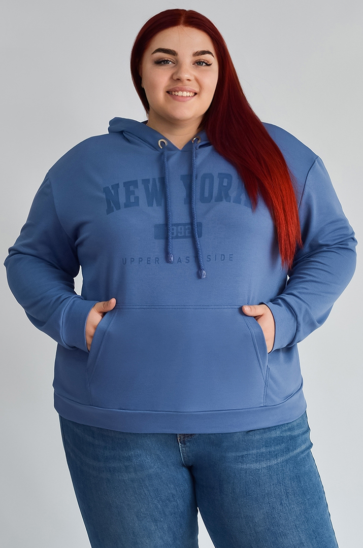 Худі з капюшоном і текстовим дизайном великих розмірів