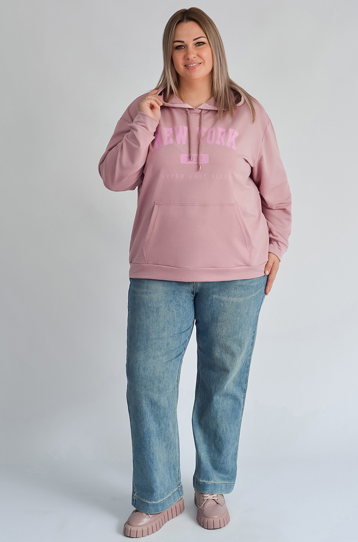 Худі з капюшоном і текстовим дизайном великих розмірів