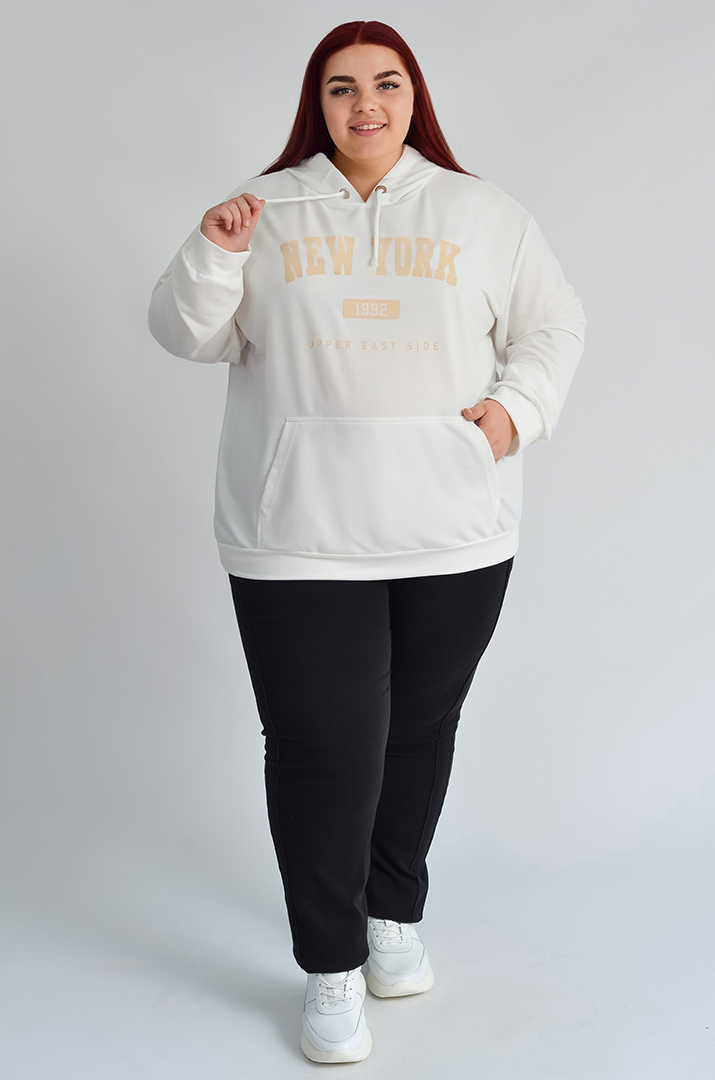 Худі з капюшоном і текстовим дизайном великих розмірів