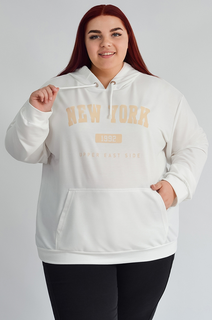 Худі з капюшоном і текстовим дизайном великих розмірів