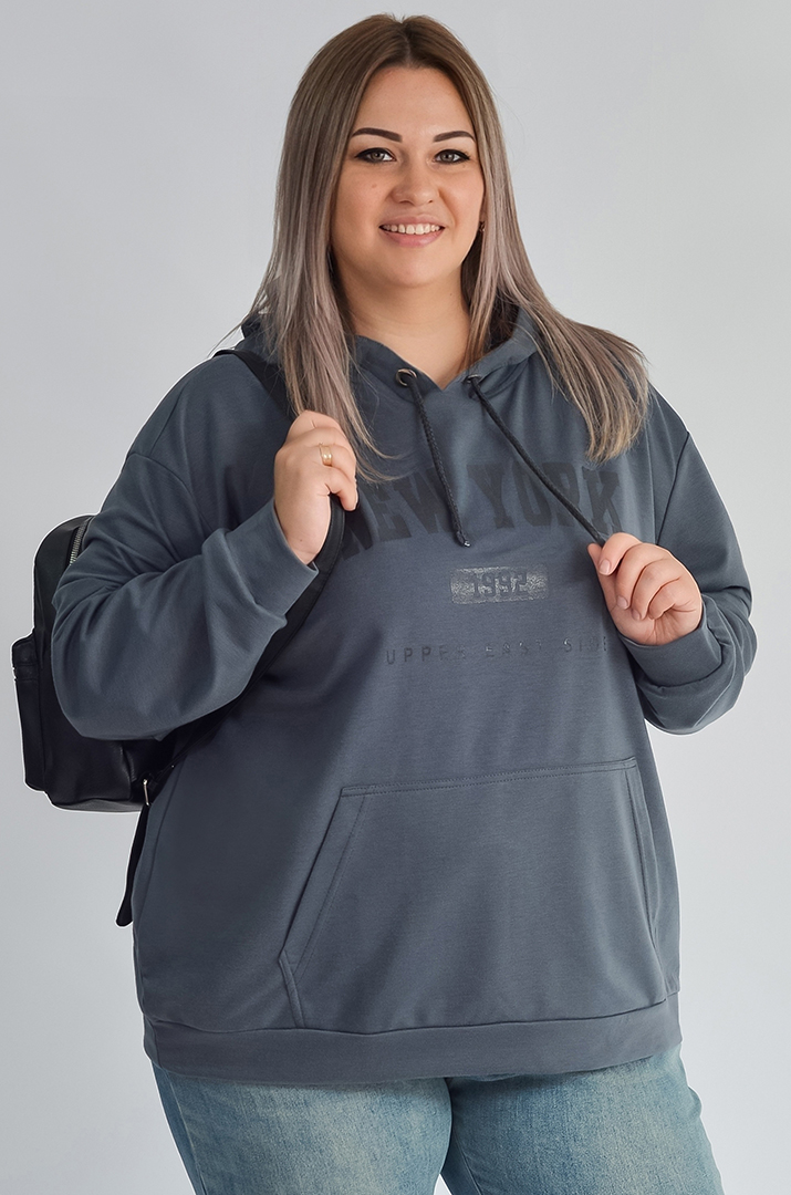 Худі з капюшоном і текстовим дизайном великих розмірів