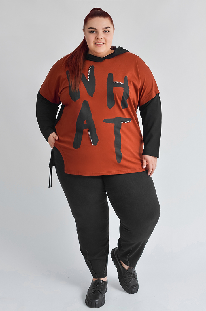 Худі з акцентним написом і капюшоном великих розмірів