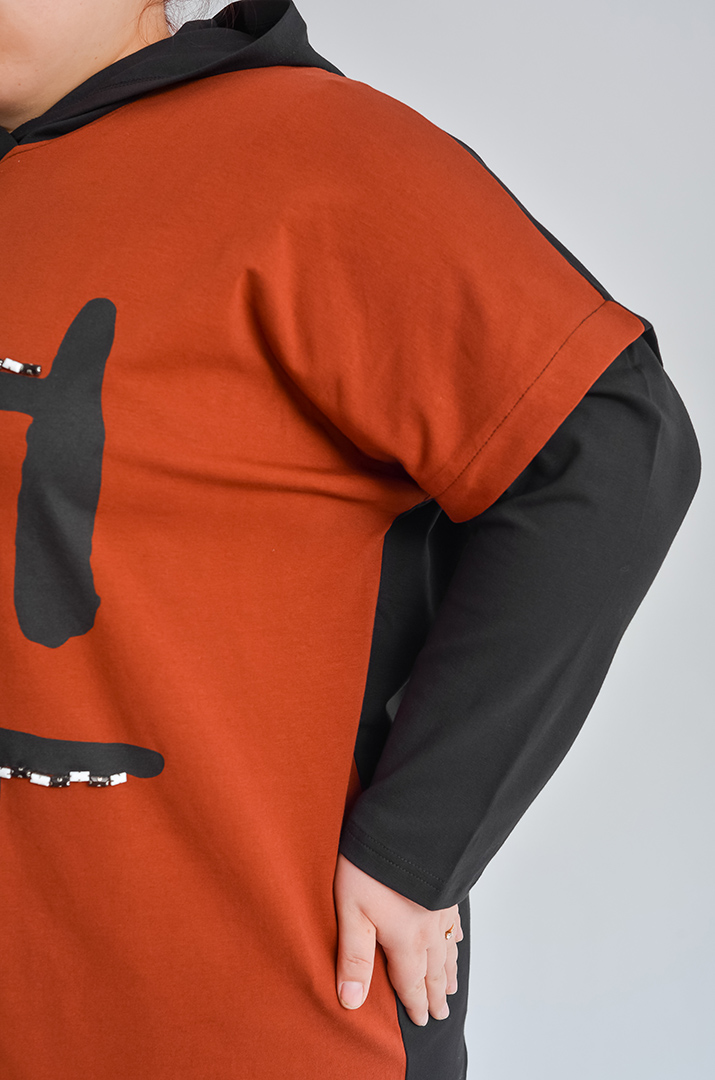 Худі з акцентним написом і капюшоном великих розмірів