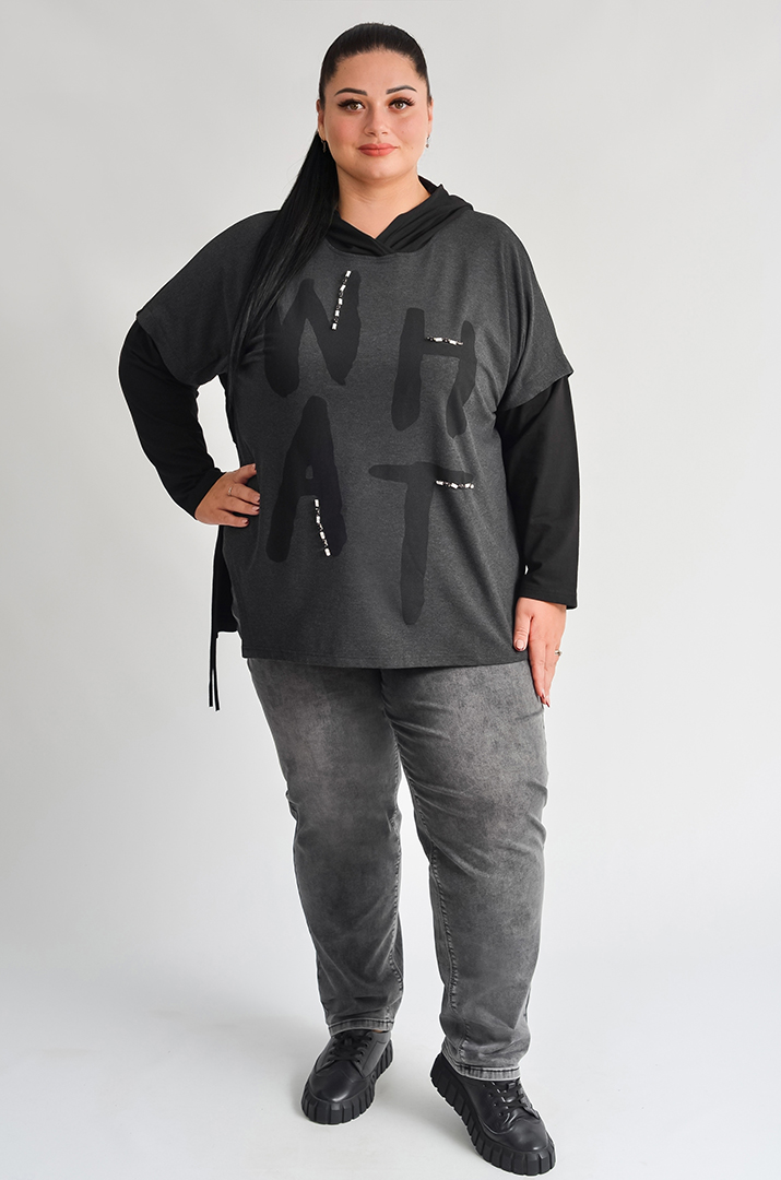 Худі з акцентним написом і капюшоном великих розмірів