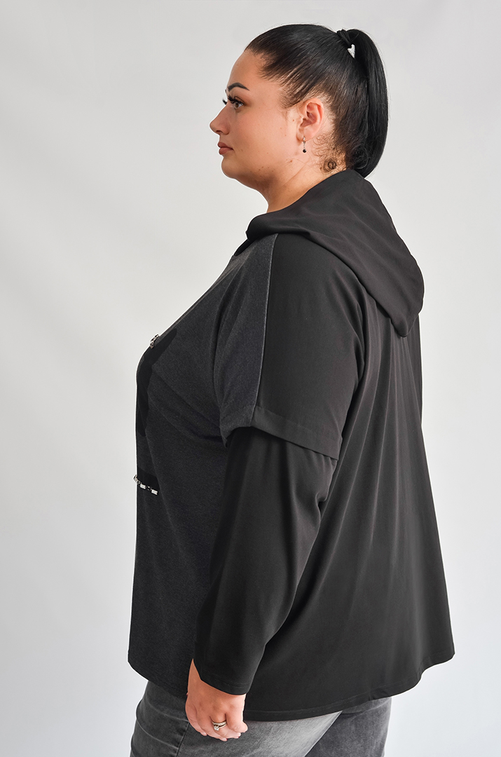 Худі з акцентним написом і капюшоном великих розмірів