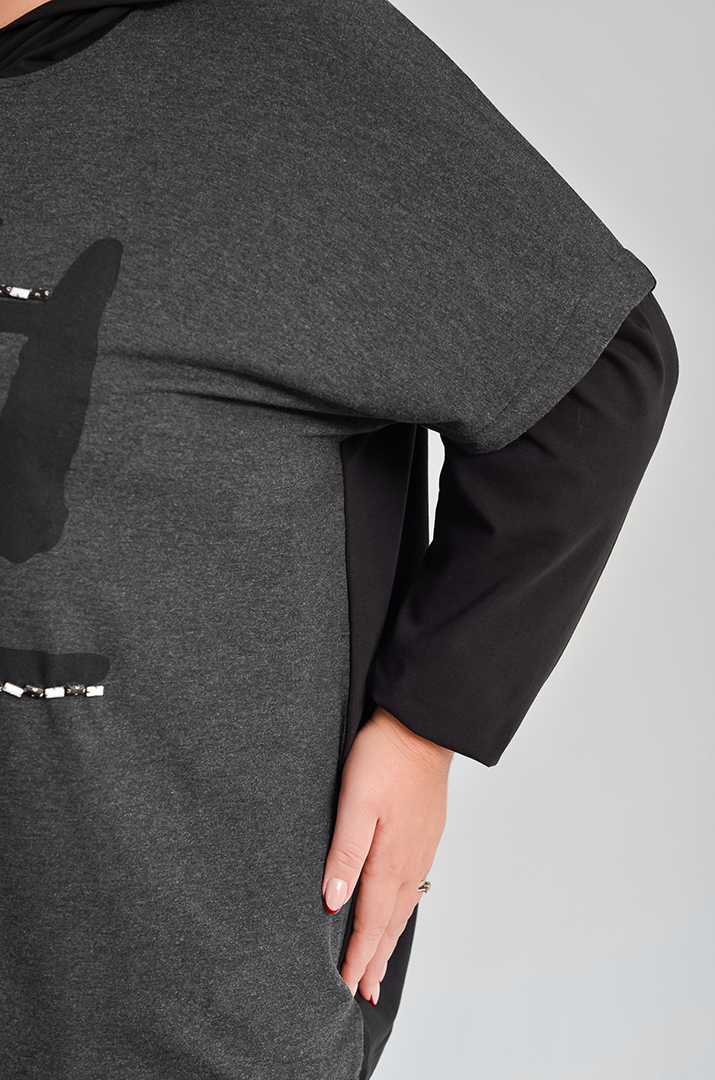 Худі з акцентним написом і капюшоном великих розмірів