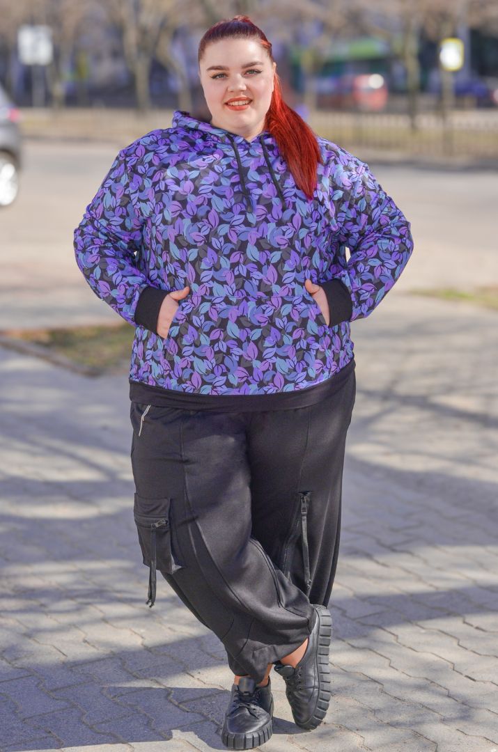 Худі з художнім принтом листочків великих розмірів