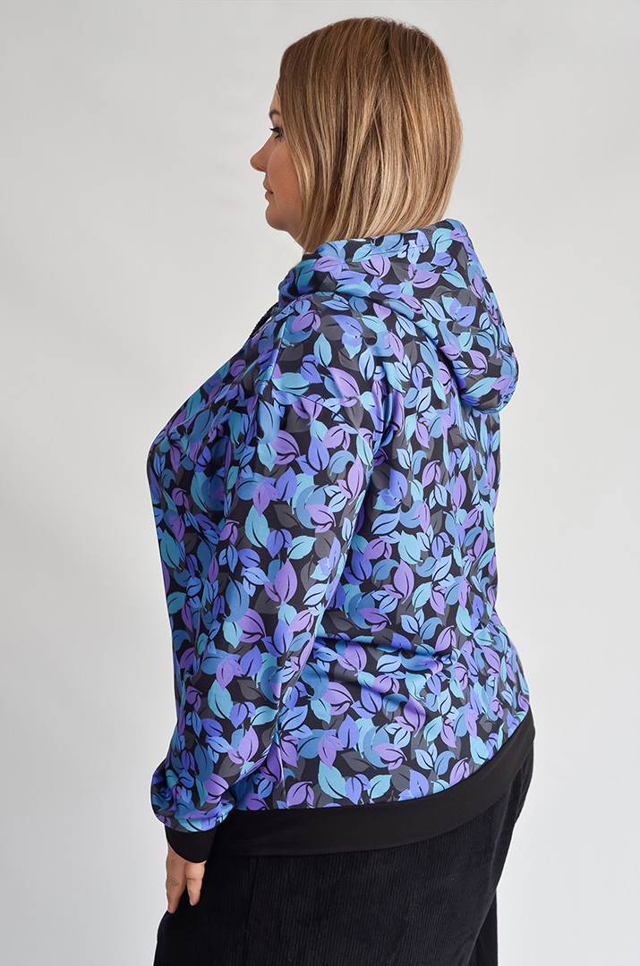 Худі з художнім принтом осіннього листя великих розмірів