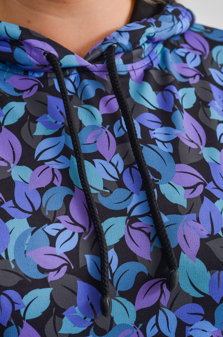 Худі з художнім принтом осіннього листя великих розмірів