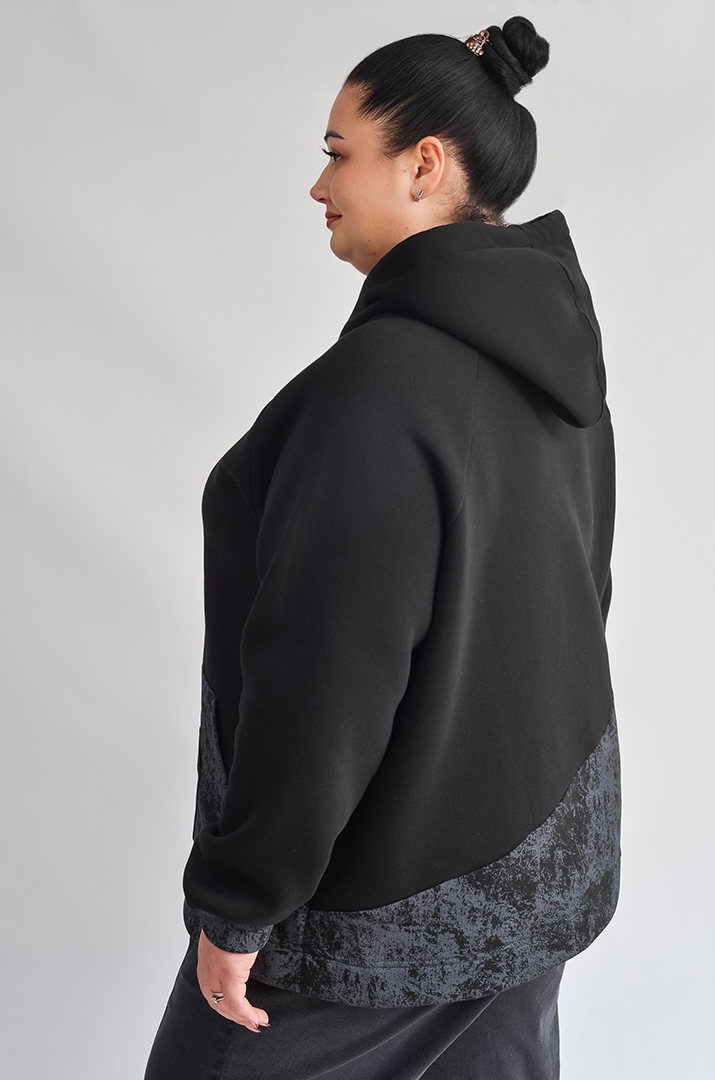 Худі з флісовим утепленням в чорно-графітовому кольорі великих розмірів