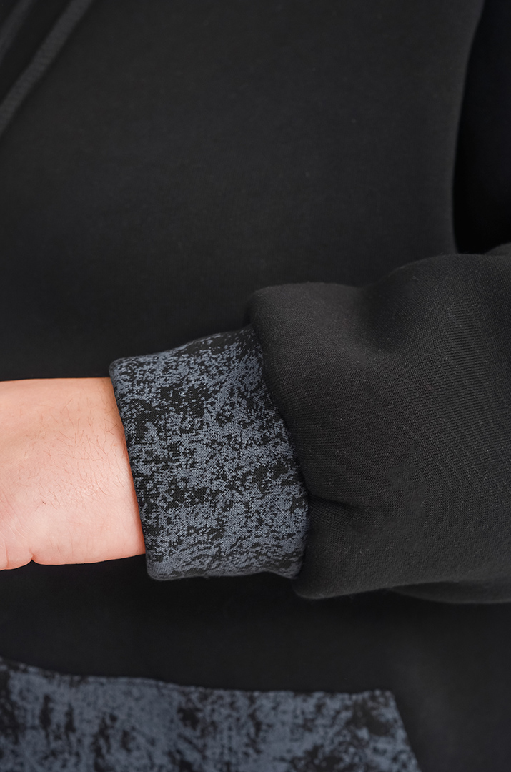 Худі з флісовим утепленням в чорно-графітовому кольорі великих розмірів